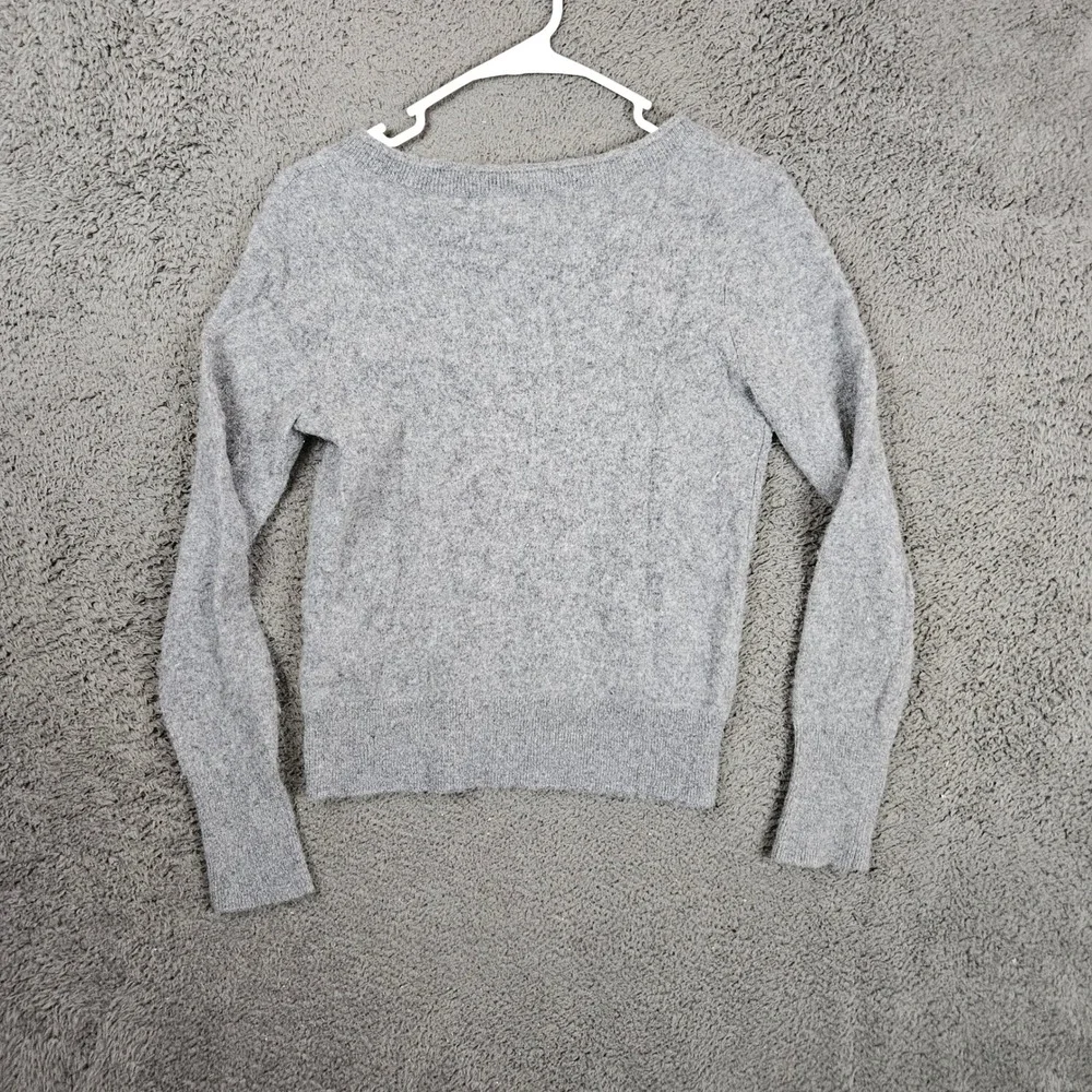 Halogen Womens Small Gray 100% Cashmere‎ V-Neck Long Sleeve Knit Sweater